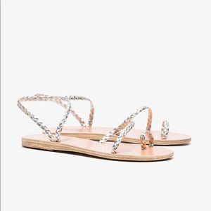 Ancient Greek Sandals Silver Braided Size:7